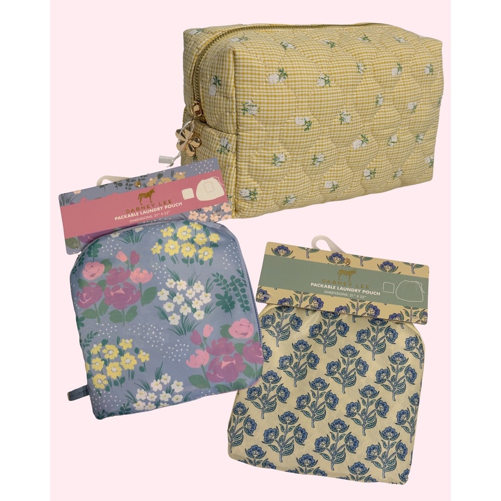 Travel Bundle 3 Piece Set Blush Crush Pouch Dabney Lee Laundry Bags Floral NWT